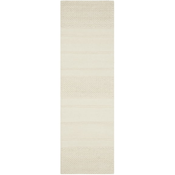 SAFAVIEH Natura Avery Solid Striped Braided Wool Runner Rug, Natural, 2'3" x 8'