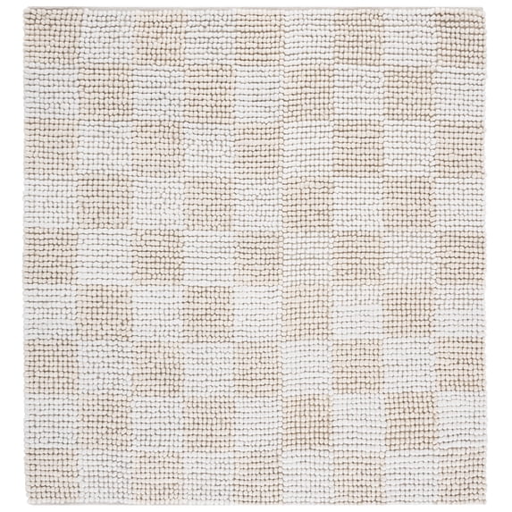 SAFAVIEH Natura Blazhe Checkered Area Rug, Beige/Ivory, 6' x 6' Square