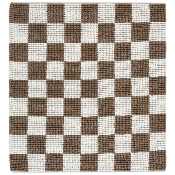 SAFAVIEH Natura Blazhe Checkered Area Rug, Brown/Ivory, 6' x 6' Square