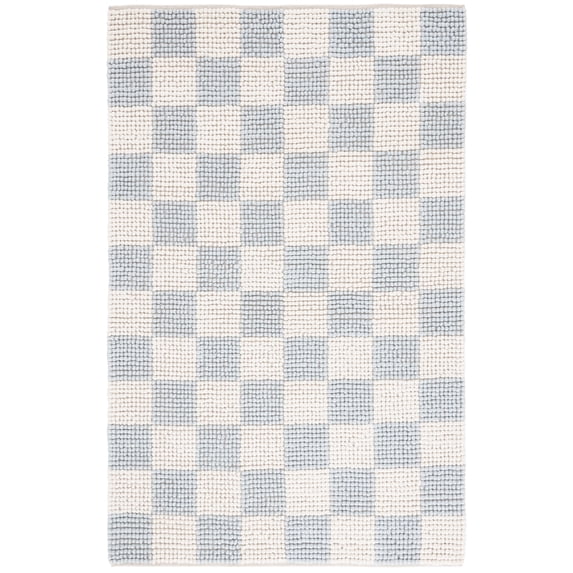 SAFAVIEH Natura Blazhe Checkered Area Rug, Light Blue/Ivory, 3' x 5'