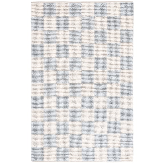 SAFAVIEH Natura Blazhe Checkered Area Rug, Light Blue/Ivory, 5' x 8'