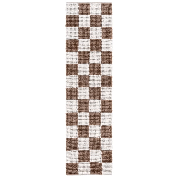SAFAVIEH Natura Blazhe Checkered Runner Rug, Brown/Ivory, 2'3" x 8'