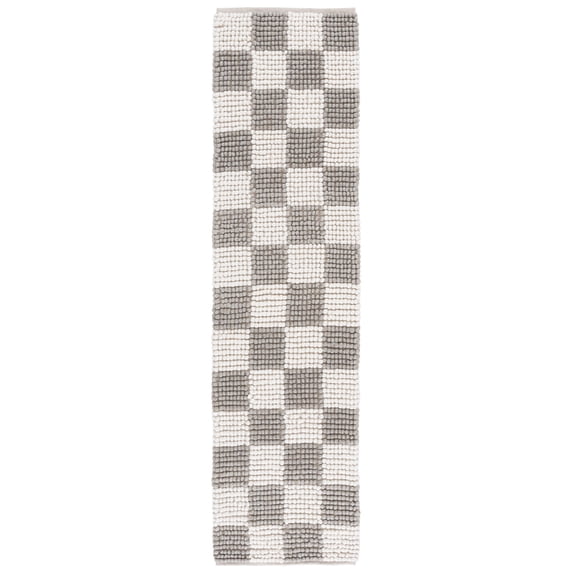 SAFAVIEH Natura Blazhe Checkered Runner Rug, Gray/Ivory, 2'3" x 8'