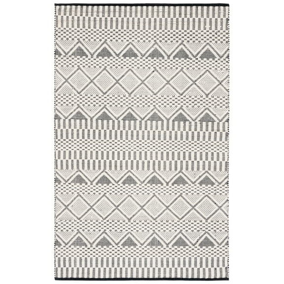 SAFAVIEH Natura Bora Geometric Wool Area Rug, Ivory/Black, 3' x 5'