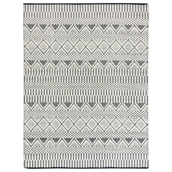 SAFAVIEH Natura Bora Geometric Wool Area Rug, Ivory/Black, 8' x 10'