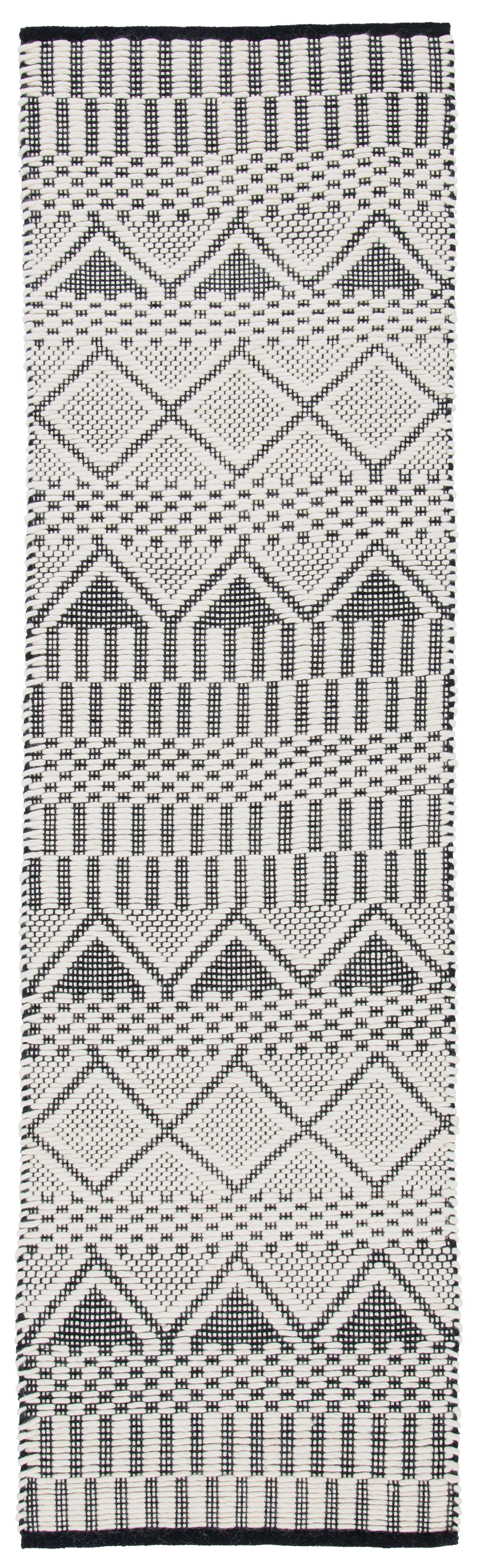 SAFAVIEH Natura Bora Geometric Wool Runner Rug, Ivory/Black, 2'3" x 8'