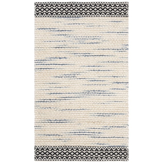 SAFAVIEH Natura Briar Braided Striped Area Rug, Black/Ivory, 2' x 3'