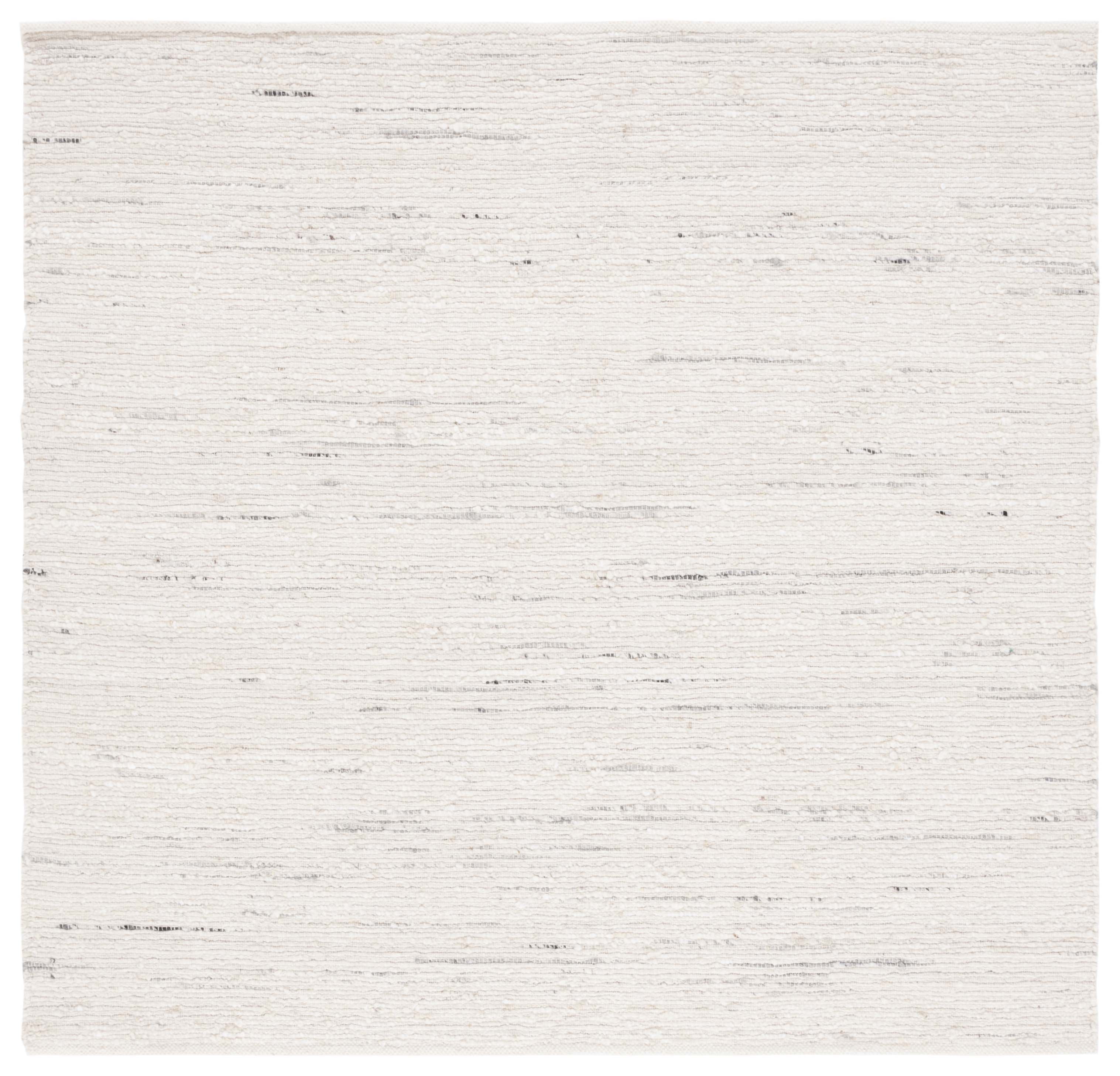 Ivory Flat Woven Square Wool Area Rug