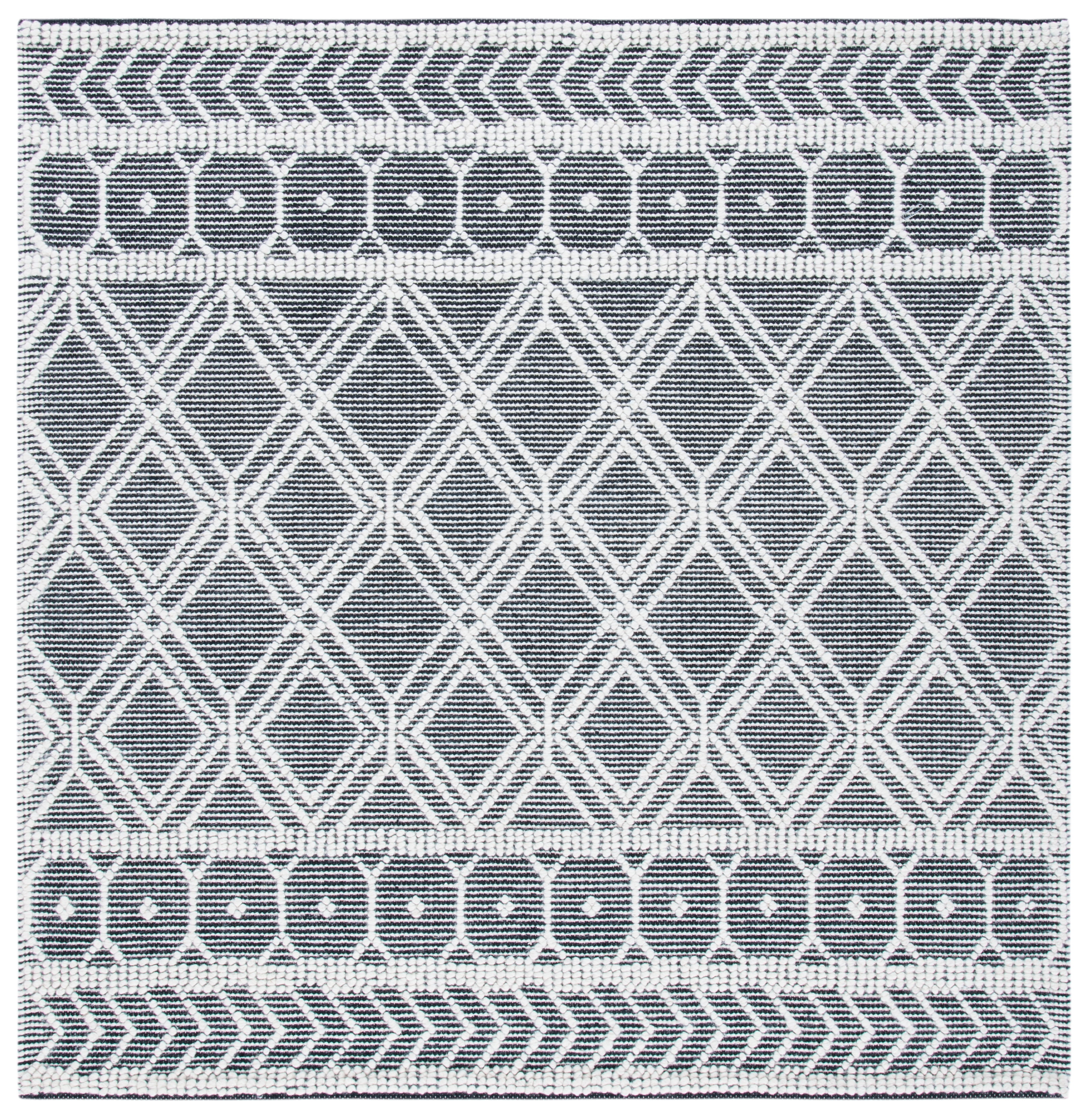 SAFAVIEH Natura Calleigh Geometric Area Rug, Ivory/Black, 6' x 6' Square