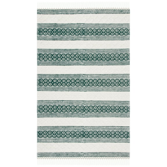 SAFAVIEH Natura Candelario Striped Wool Area Rug, Ivory/Green, 8' x 10'