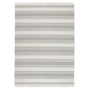 SAFAVIEH Natura Candelario Striped Wool Area Rug, Ivory/Grey, 8' x 10'