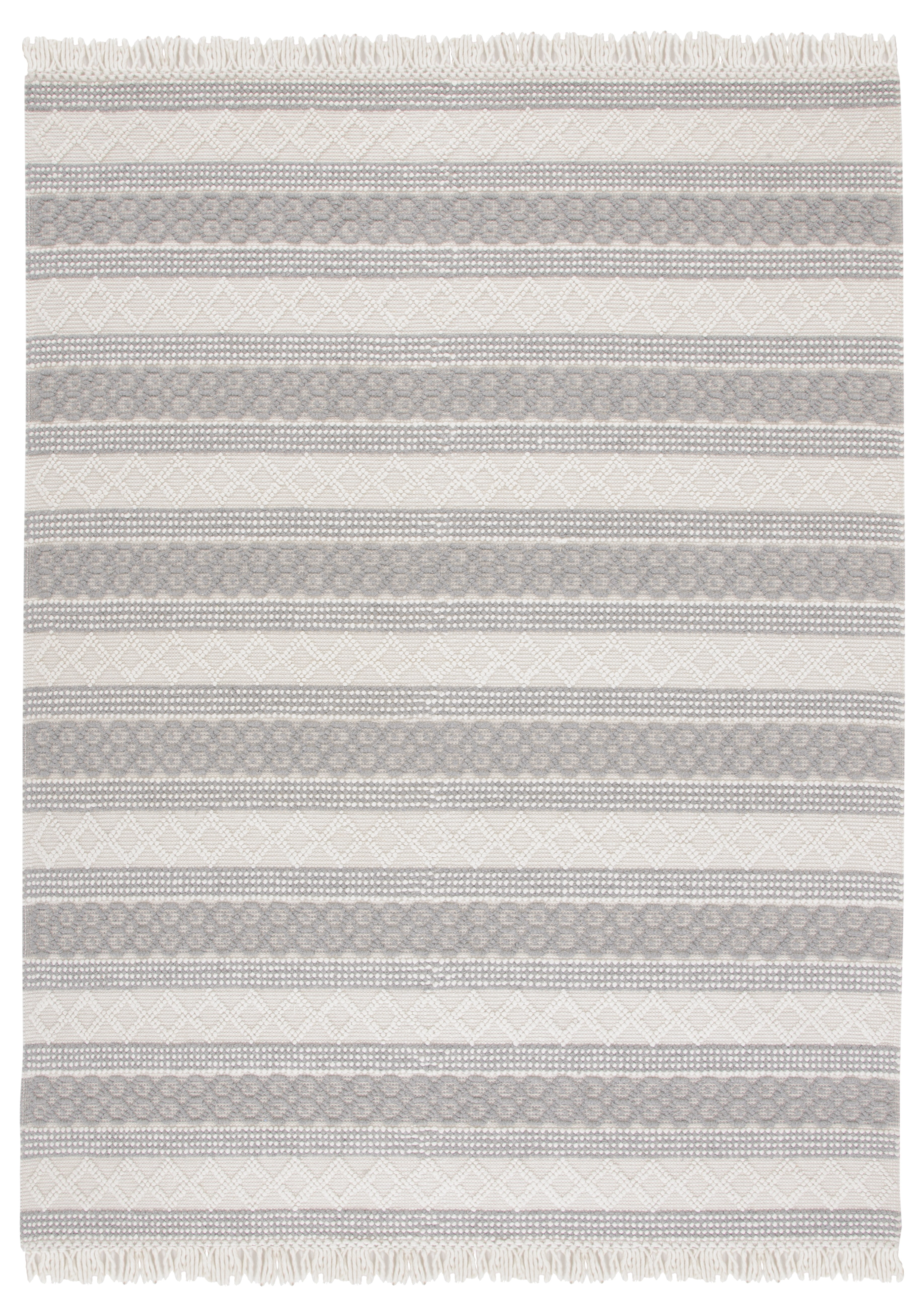 SAFAVIEH Natura Candelario Striped Wool Area Rug, Ivory/Grey, 8' x 10'