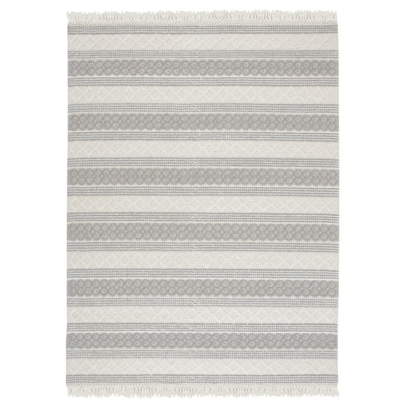 SAFAVIEH Natura Candelario Striped Wool Area Rug, Ivory/Grey, 8' x 10'