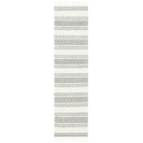 SAFAVIEH Natura Candelario Striped Wool Runner Rug, Ivory/Grey, 2'3" x 9'