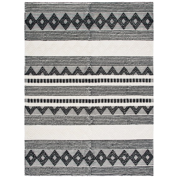 SAFAVIEH Natura Carly Geometric Area Rug, Black/Ivory, 11' x 15'