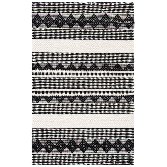 SAFAVIEH Natura Carly Geometric Area Rug, Black/Ivory, 6' x 9'