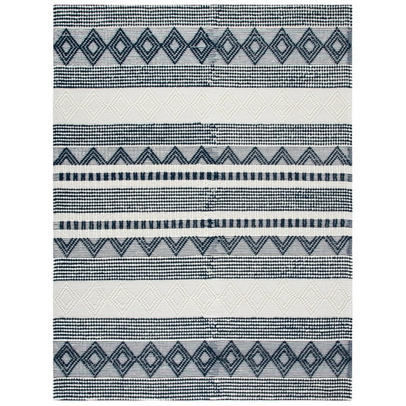 SAFAVIEH Natura Carly Geometric Area Rug, Navy/Ivory, 10' x 14'