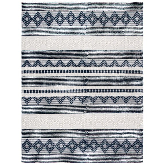 SAFAVIEH Natura Carly Geometric Area Rug, Navy/Ivory, 11' x 15'