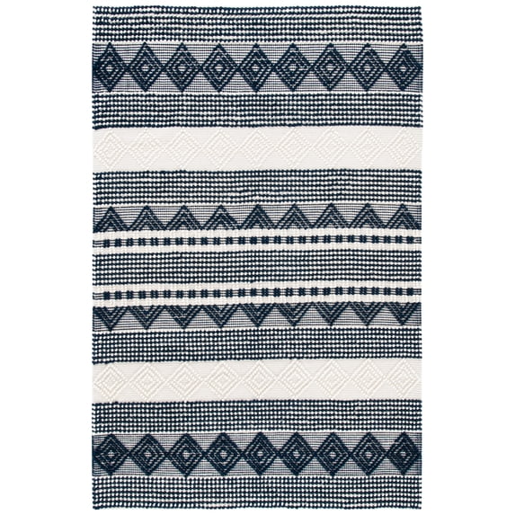 SAFAVIEH Natura Carly Geometric Area Rug, Navy/Ivory, 2' x 3'