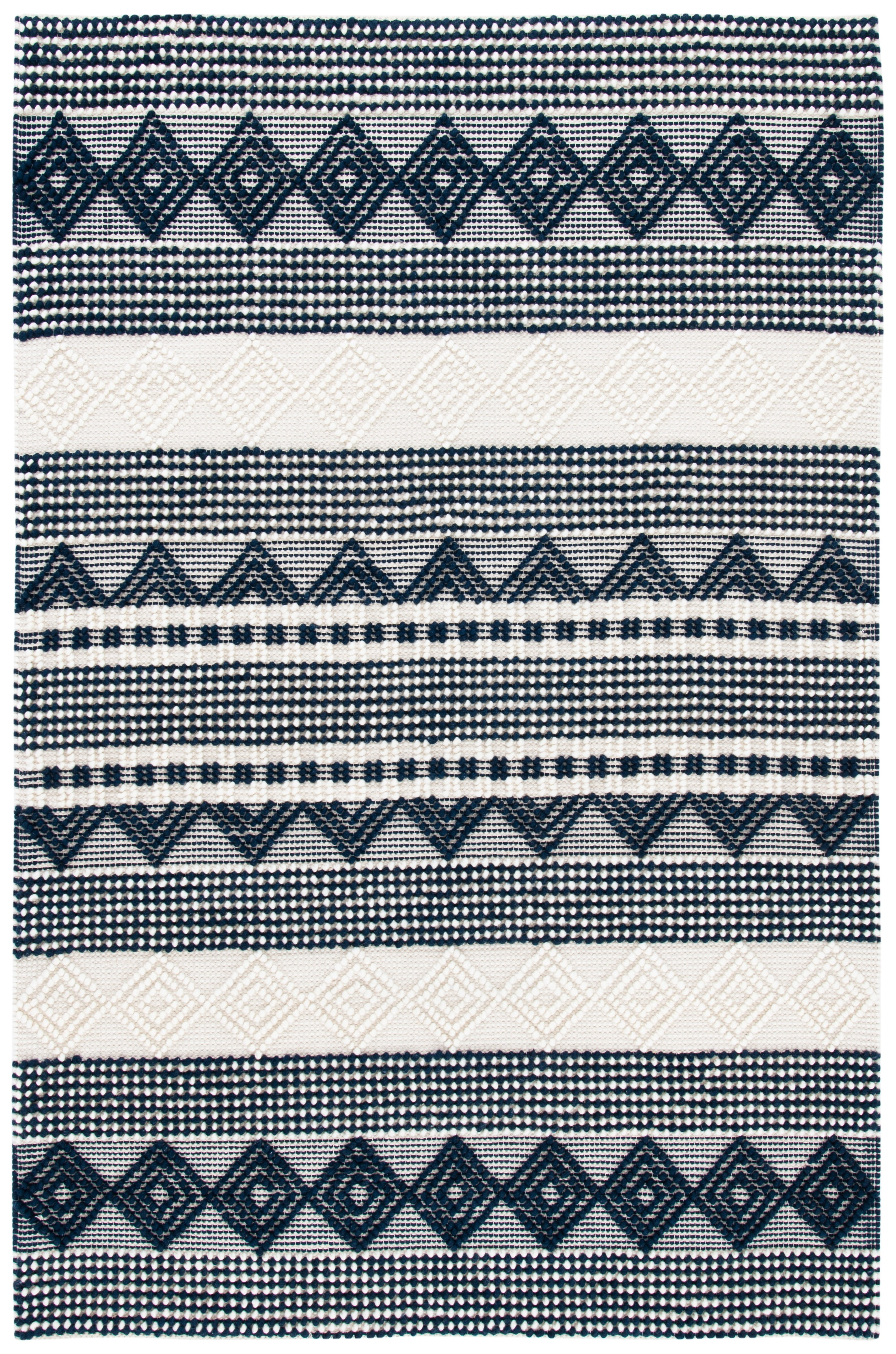 SAFAVIEH Natura Carly Geometric Area Rug, Navy/Ivory, 3' x 5'