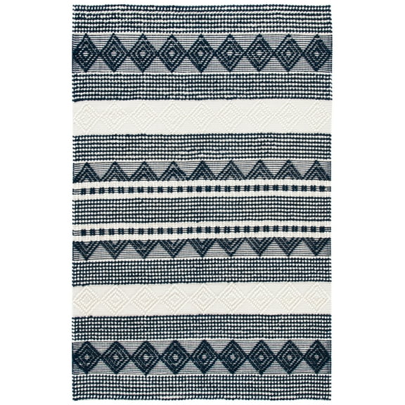 SAFAVIEH Natura Carly Geometric Area Rug, Navy/Ivory, 3' x 5'