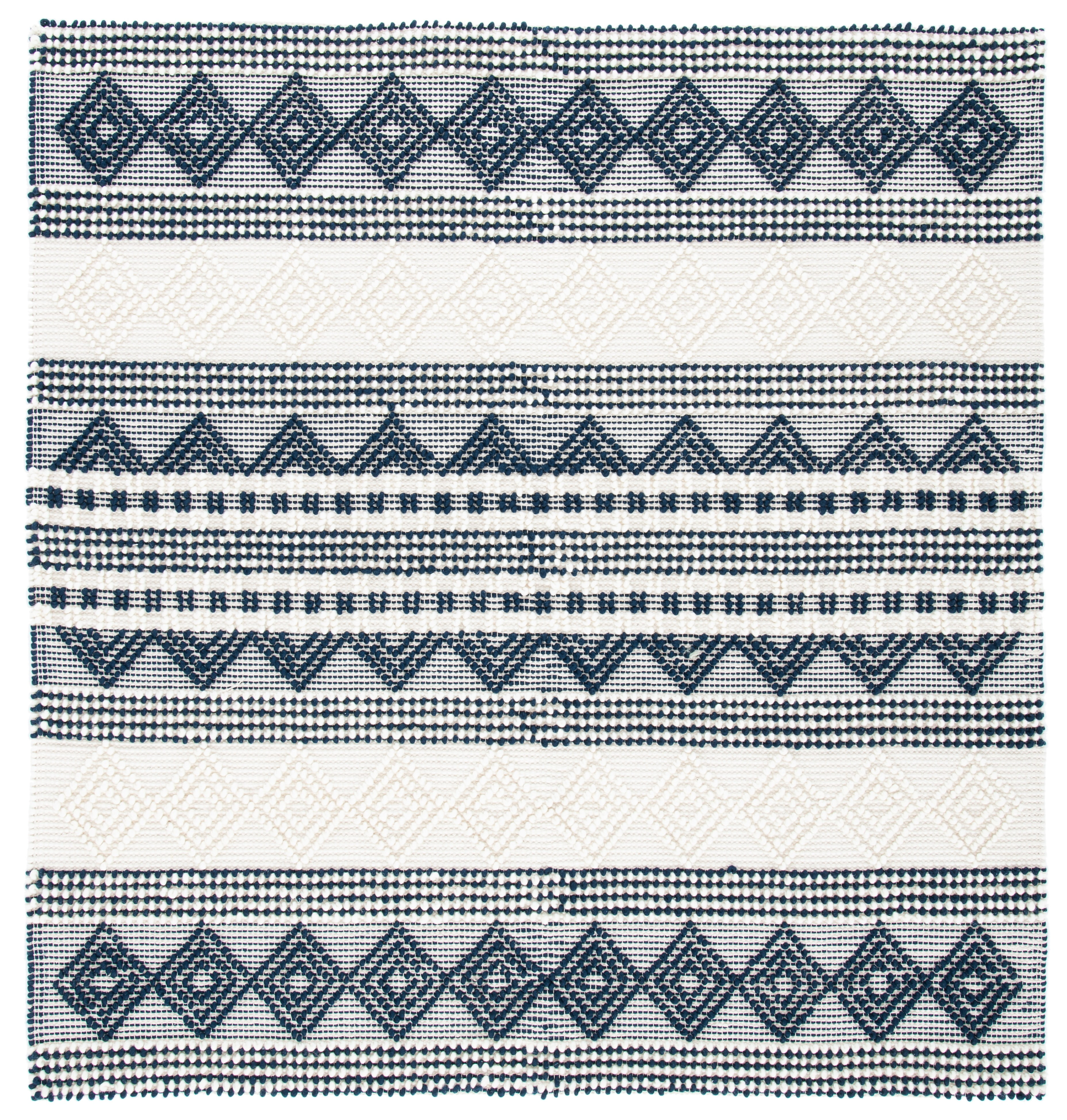 SAFAVIEH Natura Carly Geometric Area Rug, Navy/Ivory, 4' x 4' Square