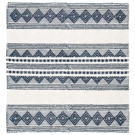 SAFAVIEH Natura Carly Geometric Area Rug, Navy/Ivory, 4' x 4' Square