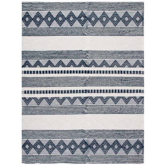 SAFAVIEH Natura Carly Geometric Area Rug, Navy/Ivory, 8' x 10'