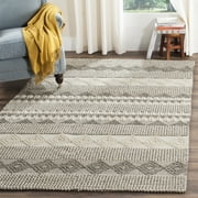 SAFAVIEH Natura Carly Geometric Braided Wool Area Rug, Grey/Ivory, 5' x 8'