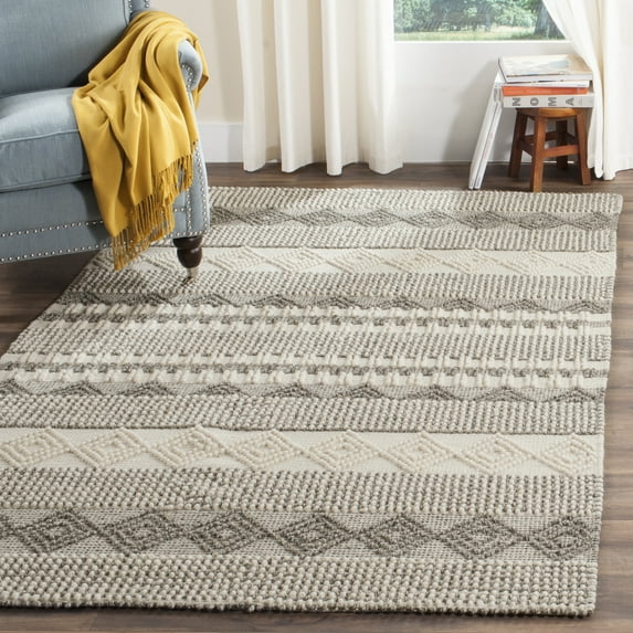 SAFAVIEH Natura Carly Geometric Braided Wool Area Rug, Grey/Ivory, 5' x 8'