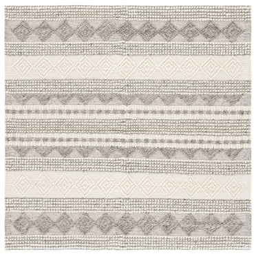SAFAVIEH Natura Carly Geometric Braided Wool Area Rug, Grey/Ivory, 8' x 8' Square