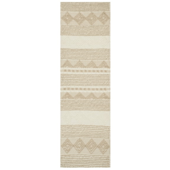 SAFAVIEH Natura Carly Geometric Braided Wool Runner Rug, Beige/Ivory, 2'3" x 10'