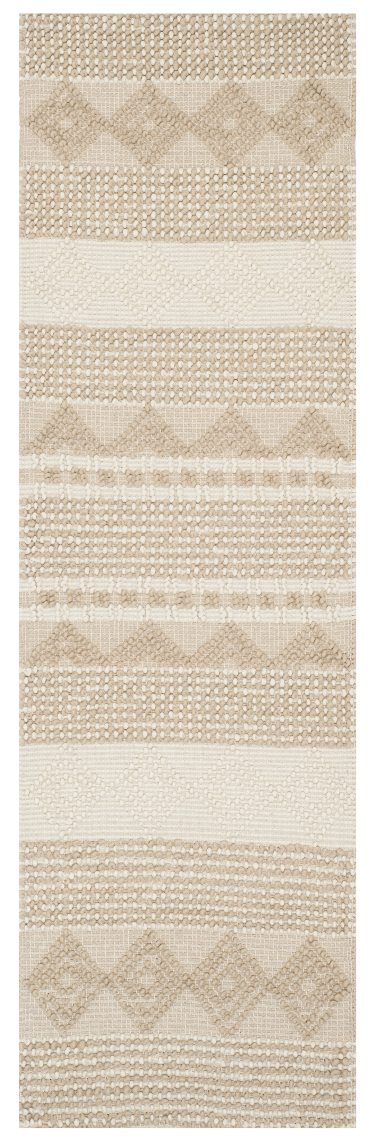 SAFAVIEH Natura Carly Geometric Braided Wool Runner Rug, Beige/Ivory, 2'3" x 14'