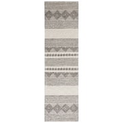 SAFAVIEH Natura Carly Geometric Braided Wool Runner Rug, Grey/Ivory, 2'3" x 16'