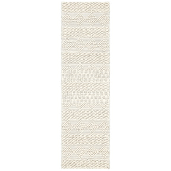 SAFAVIEH Natura Carly Geometric Braided Wool Runner Rug, Ivory, 2'3" x 10'