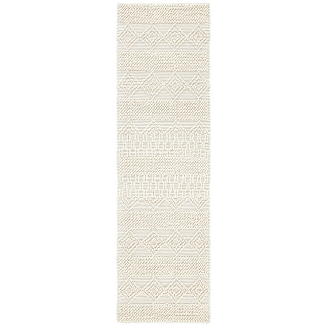 SAFAVIEH Natura Carly Geometric Braided Wool Runner Rug, Ivory, 2'3" x 12'