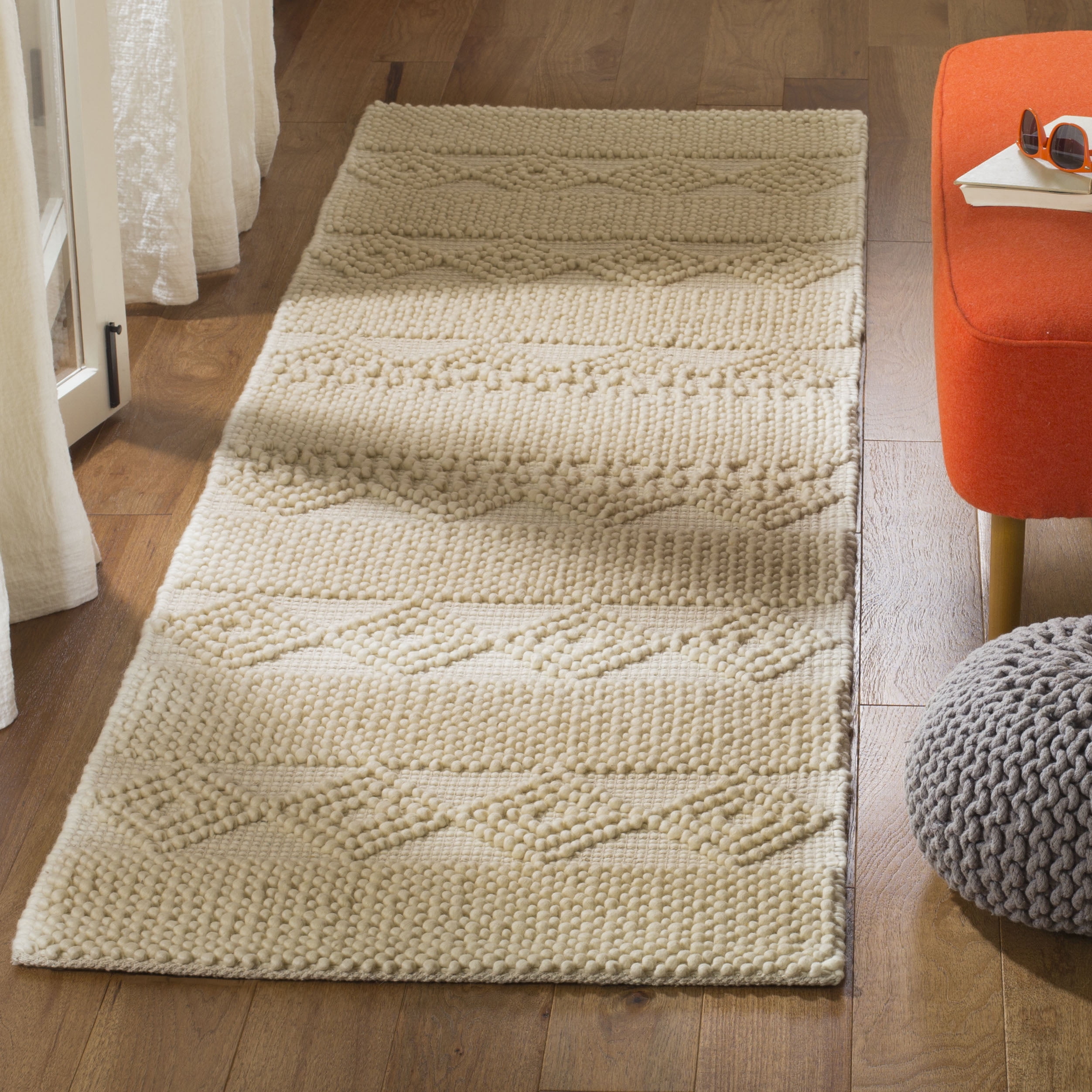 SAFAVIEH Natura Carly Geometric Braided Wool Runner Rug, Ivory, 2'3" x 6'