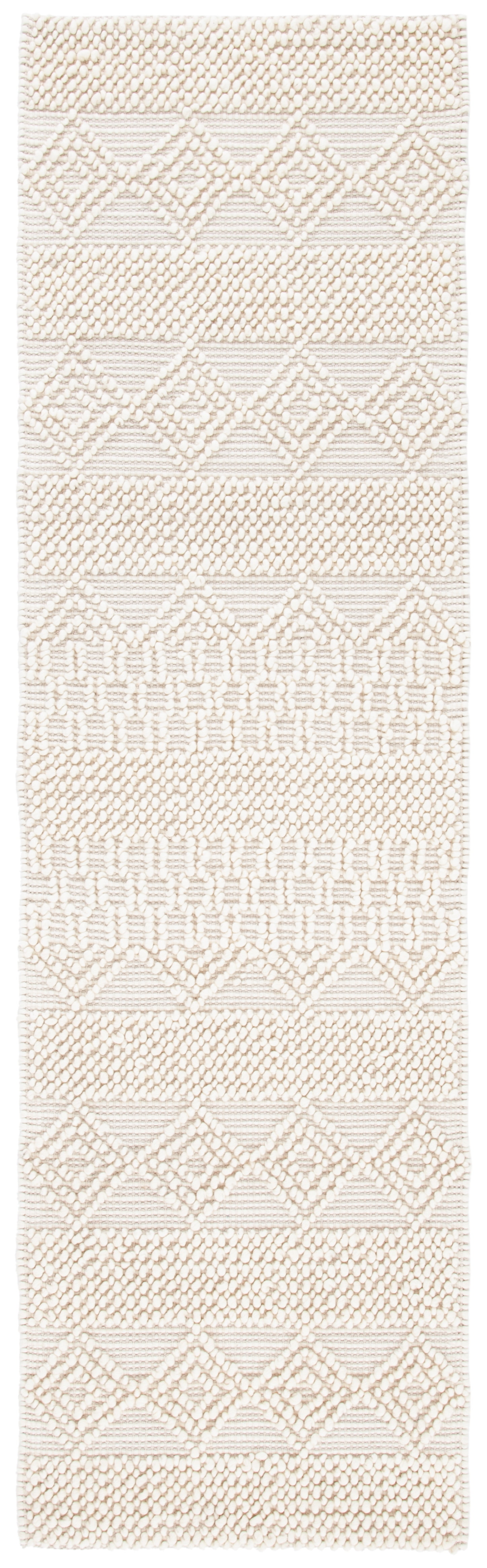 SAFAVIEH Natura Carly Geometric Braided Wool Runner Rug, Ivory, 2'3" x 8'