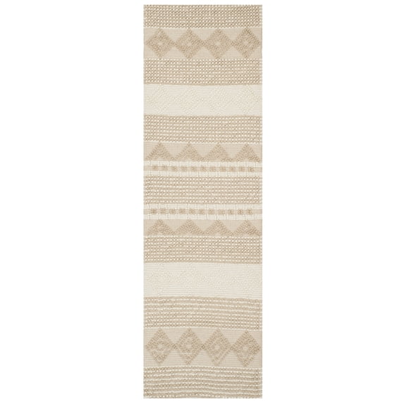 SAFAVIEH Natura Carly Geometric Runner Rug, Beige/Ivory, 2'3" x 20'