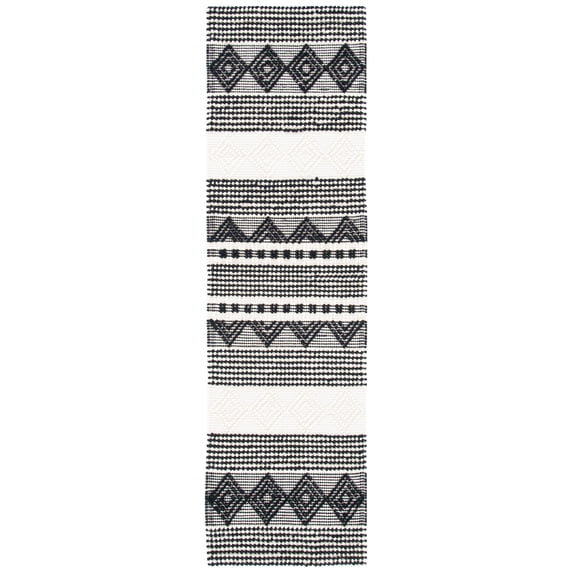 SAFAVIEH Natura Carly Geometric Runner Rug, Black/Ivory, 2'3" x 10'
