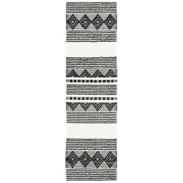 SAFAVIEH Natura Carly Geometric Runner Rug, Black/Ivory, 2'3" x 14'