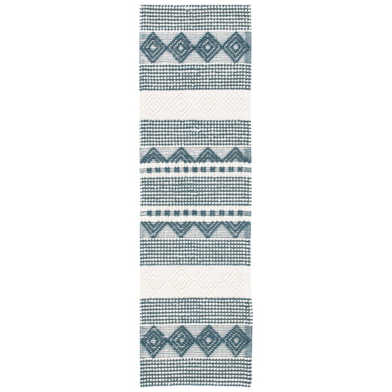 SAFAVIEH Natura Carly Geometric Runner Rug, Dark Green/Ivory, 2'3" x 12'