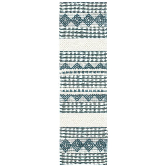 SAFAVIEH Natura Carly Geometric Runner Rug, Dark Green/Ivory, 2'3" x 6'