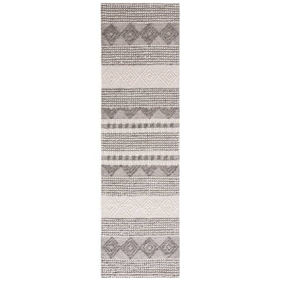 SAFAVIEH Natura Carly Geometric Runner Rug, Grey/Ivory, 2' x 8'