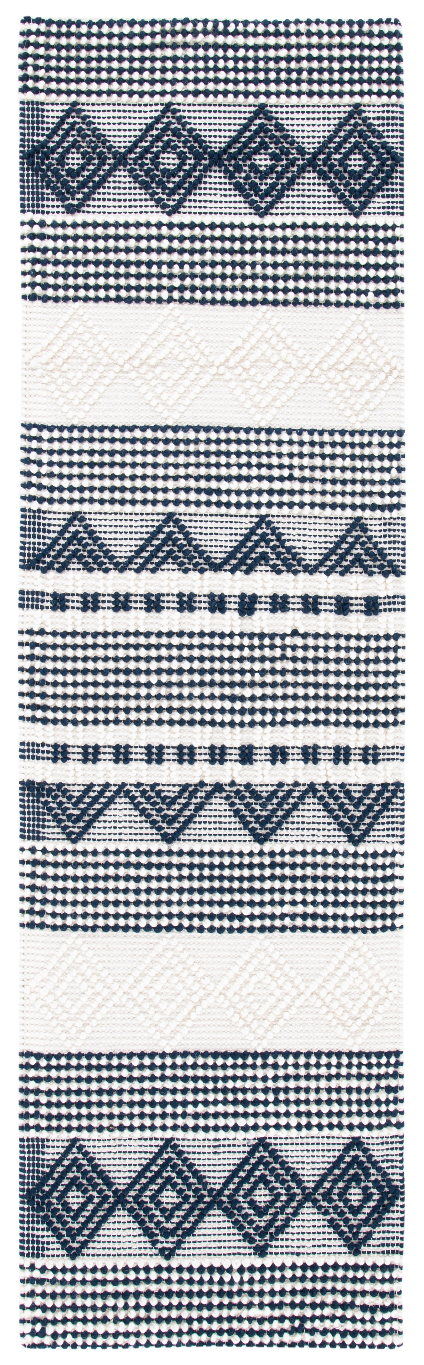 SAFAVIEH Natura Carly Geometric Runner Rug, Navy/Ivory, 2'3" x 6'