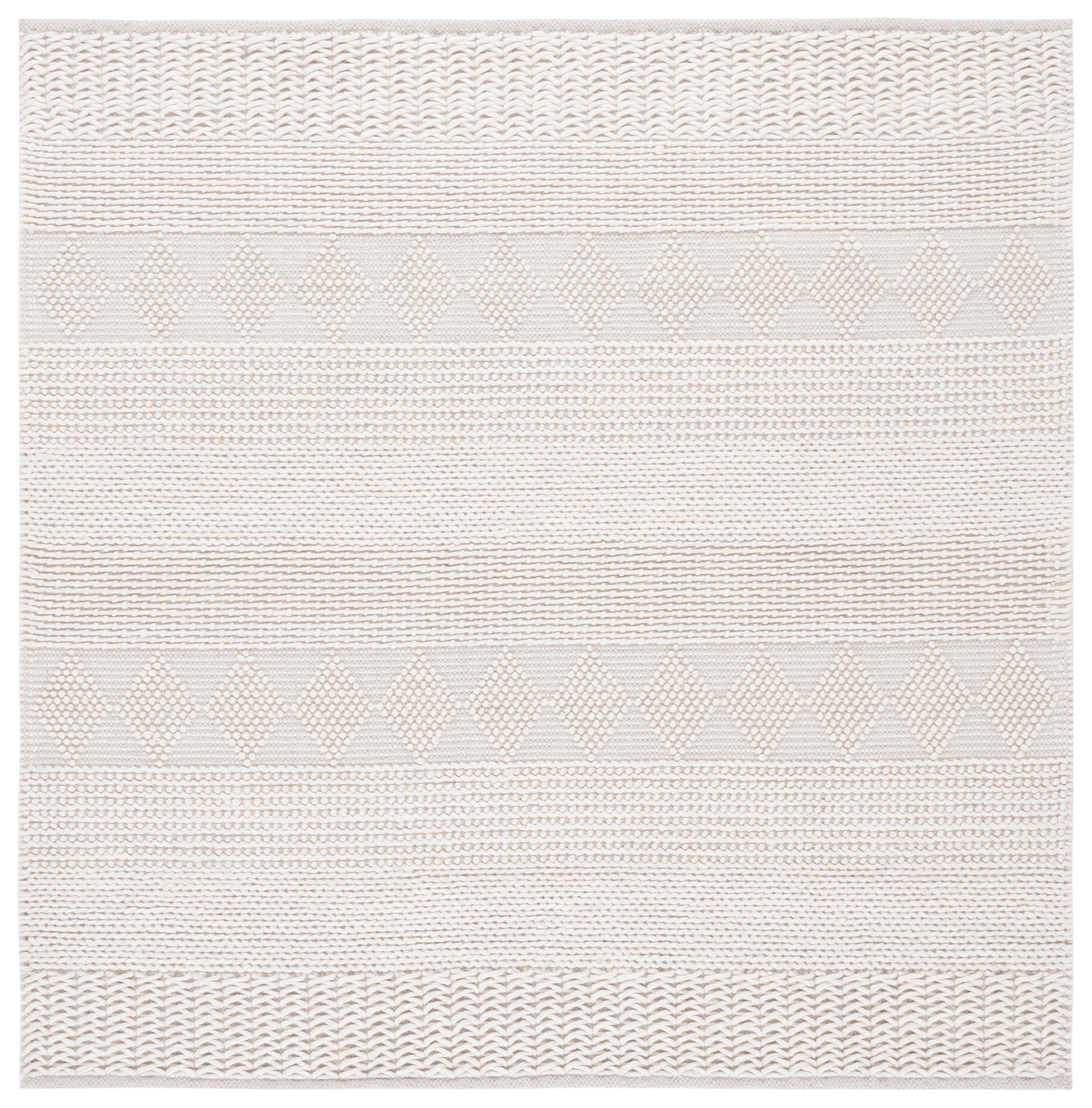 Sophisticated Ivory Square Wool Hand-Woven Natura Rug