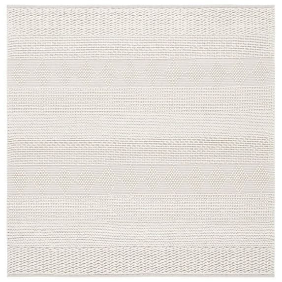 SAFAVIEH Natura Carter Striped Wool Area Rug, Ivory, 6' x 6' Square