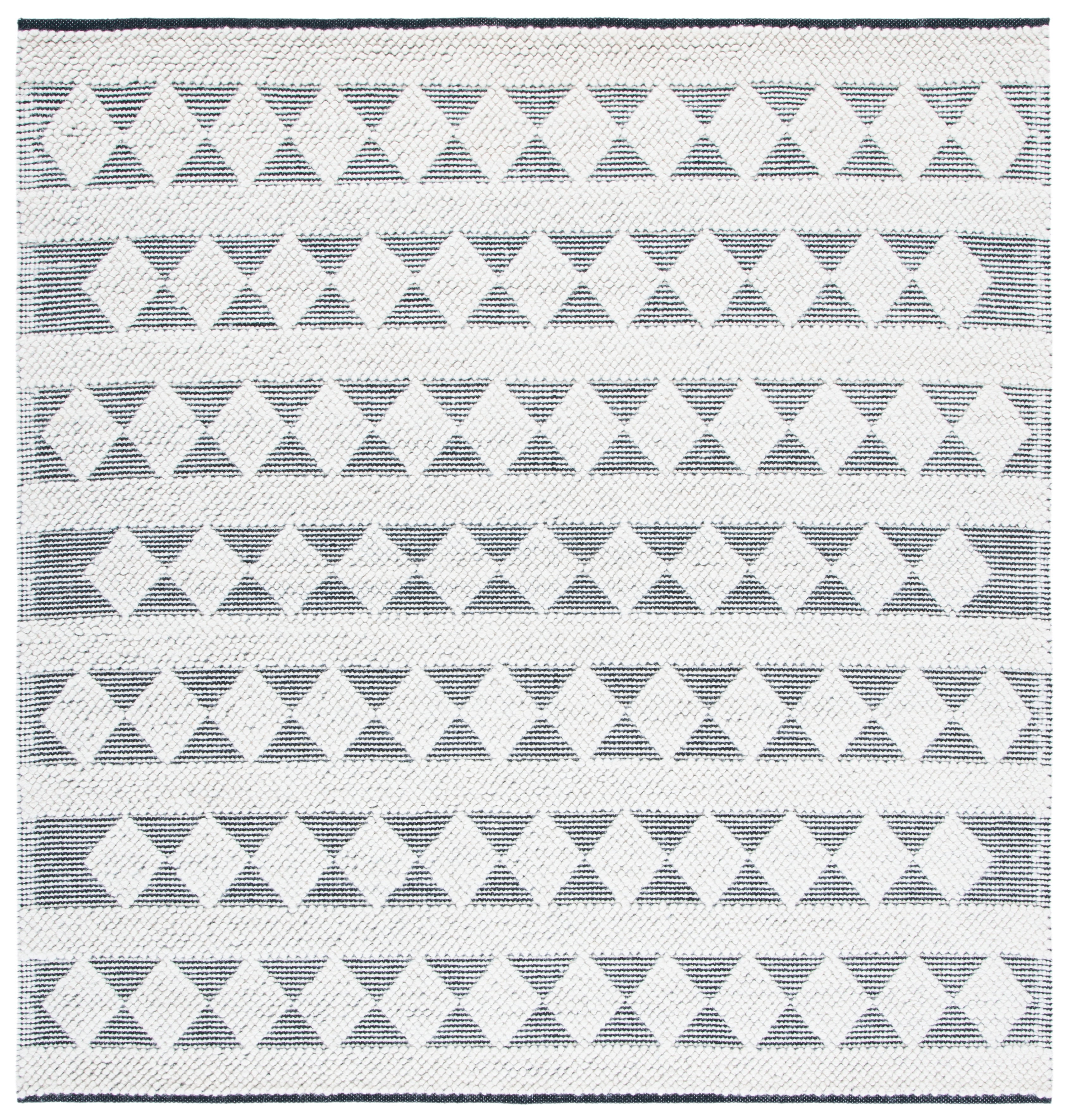 Natura 6' x 6' Black and Ivory Wool Square Area Rug
