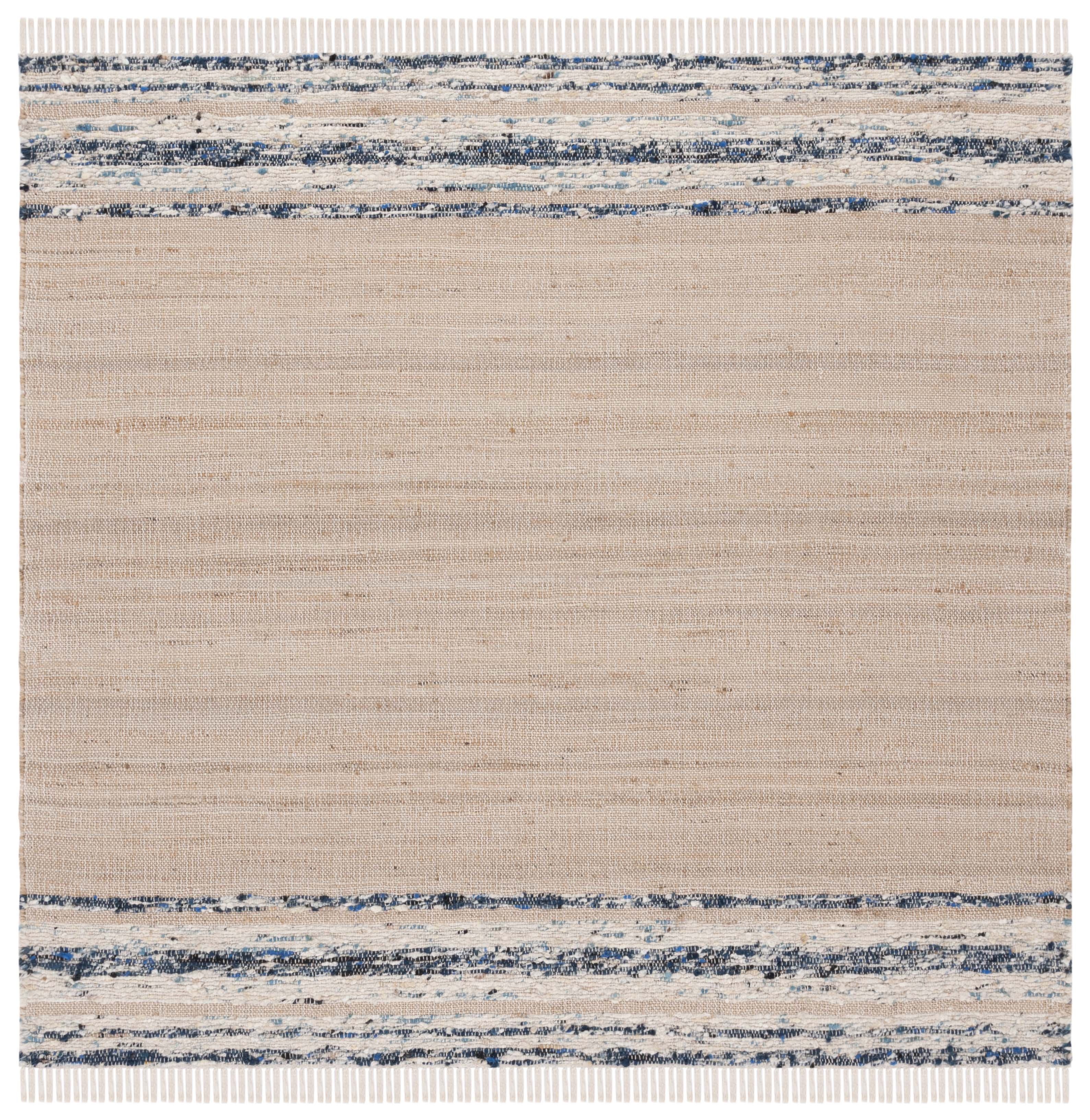 SAFAVIEH Natura Cathleen Solid Area Rug, Natural/Navy, 6' x 6' Square