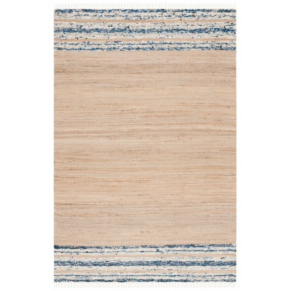SAFAVIEH Natura Cathleen Solid Area Rug, Natural/Navy, 8' x 10'